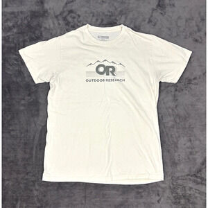 Outdoor Research OR Logo T Shirt Men’s Medium Cream White Graphic Print